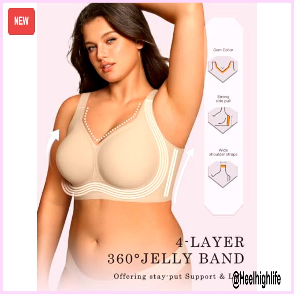 Wireless Plus Size Full Coverage Bra Seamless Sup… - image 2